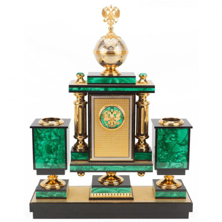 Настольный набор "Держава" камень малахит Златоуст