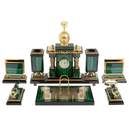 Письменный набор "Держава" из малахита Златоуст