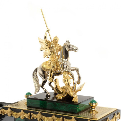 Письменный набор "Георгий Победоносец" из малахита Златоуст