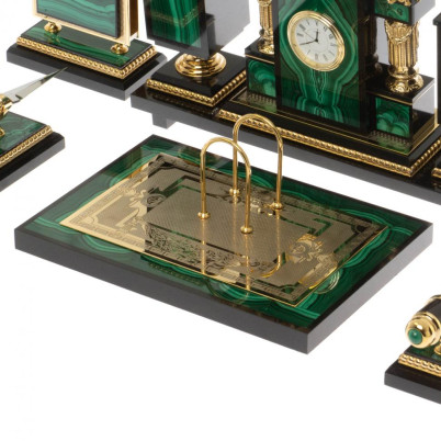 Письменный набор "Георгий Победоносец" из малахита Златоуст