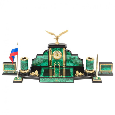 Настольный набор "Президент" камень малахит