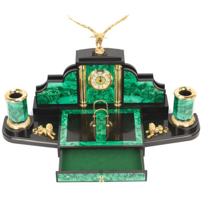 Настольный набор "Президент" камень малахит