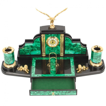 Настольный набор "Президент" камень малахит