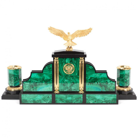 Настольный набор "Президент" камень малахит