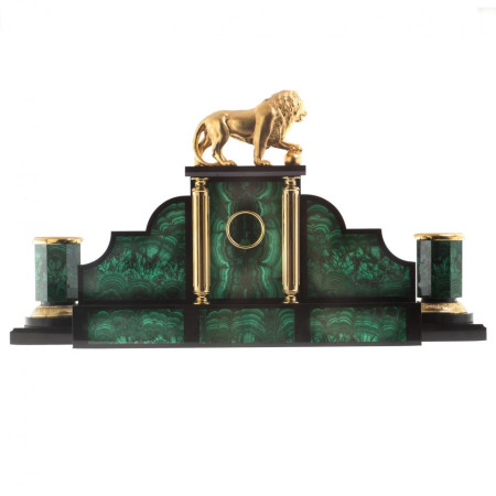 Письменный прибор из малахита "Лев с шаром"