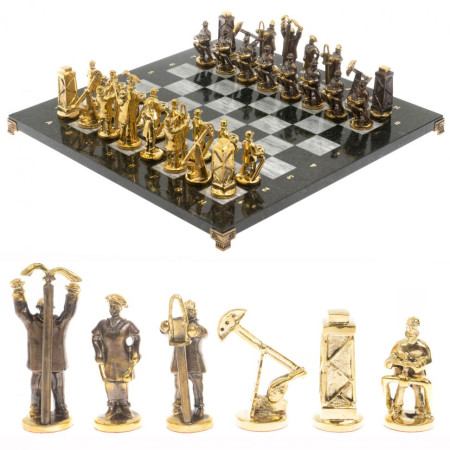 Шахматы подарочные "Нефтяники" 44х44 см серый мрамор