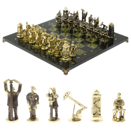 Шахматы настольные "Нефтяники" 44х44 см змеевик