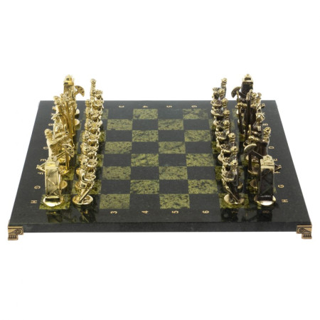 Шахматы настольные "Нефтяники" 44х44 см змеевик