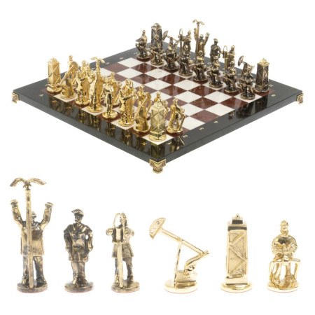 Шахматы подарочные "Нефтяники" 44х44 см лемезит мрамор