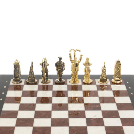 Шахматы подарочные "Нефтяники" 44х44 см лемезит мрамор