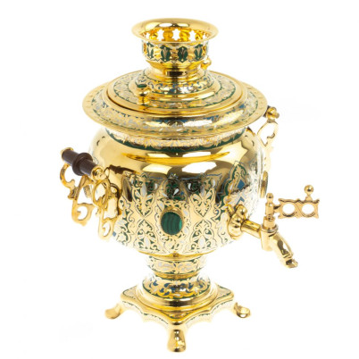 Самовар "Малахитовые узоры" с сервизом на 6 персон Златоуст