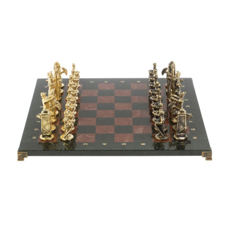 Шахматы подарочные "Нефтяники" 44х44 см лемезит змеевик