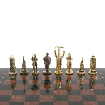 Шахматы подарочные "Нефтяники" 44х44 см лемезит змеевик