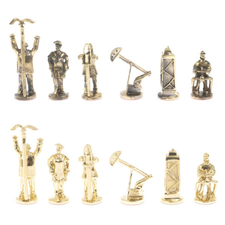 Шахматы подарочные "Нефтяники" 44х44 см лемезит змеевик